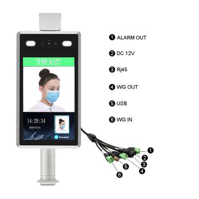 face recognition thermometer access control time attendance system kiosk